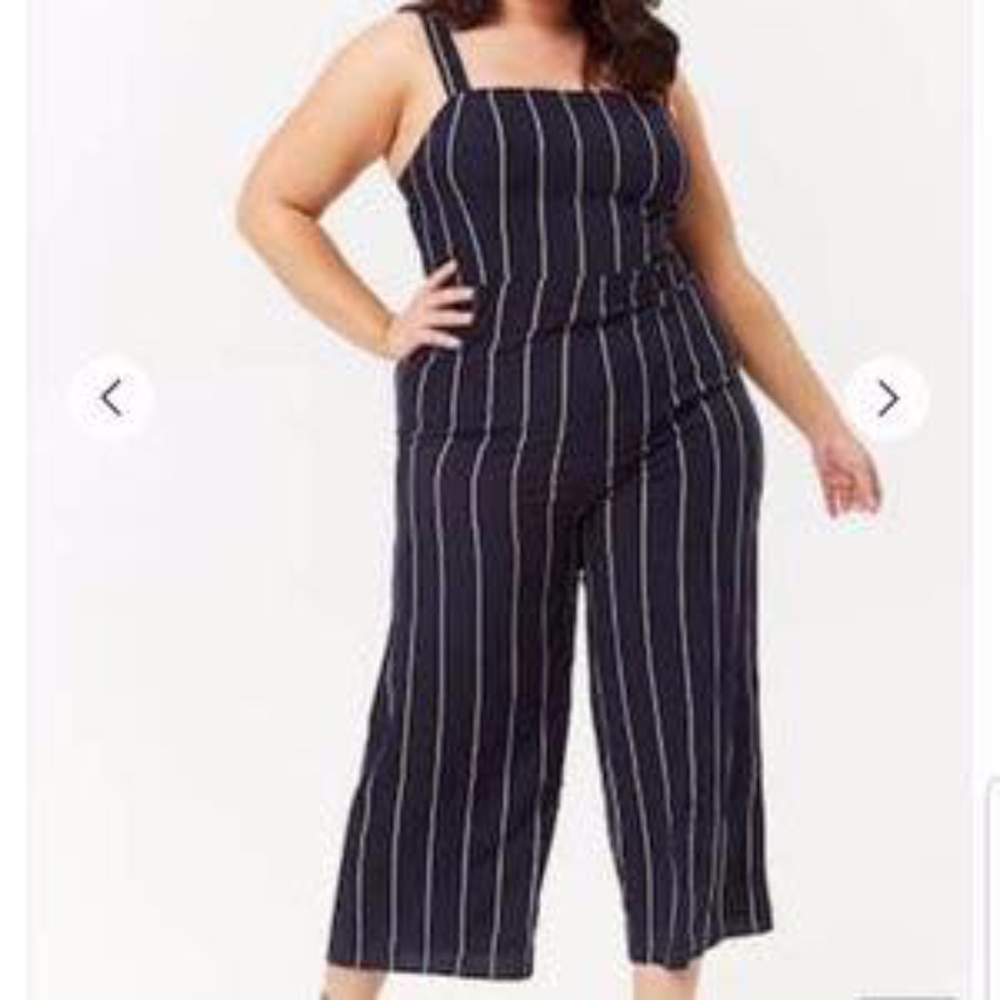 XL WORN ONCE Pinstripe Jumpsuit Navy/White